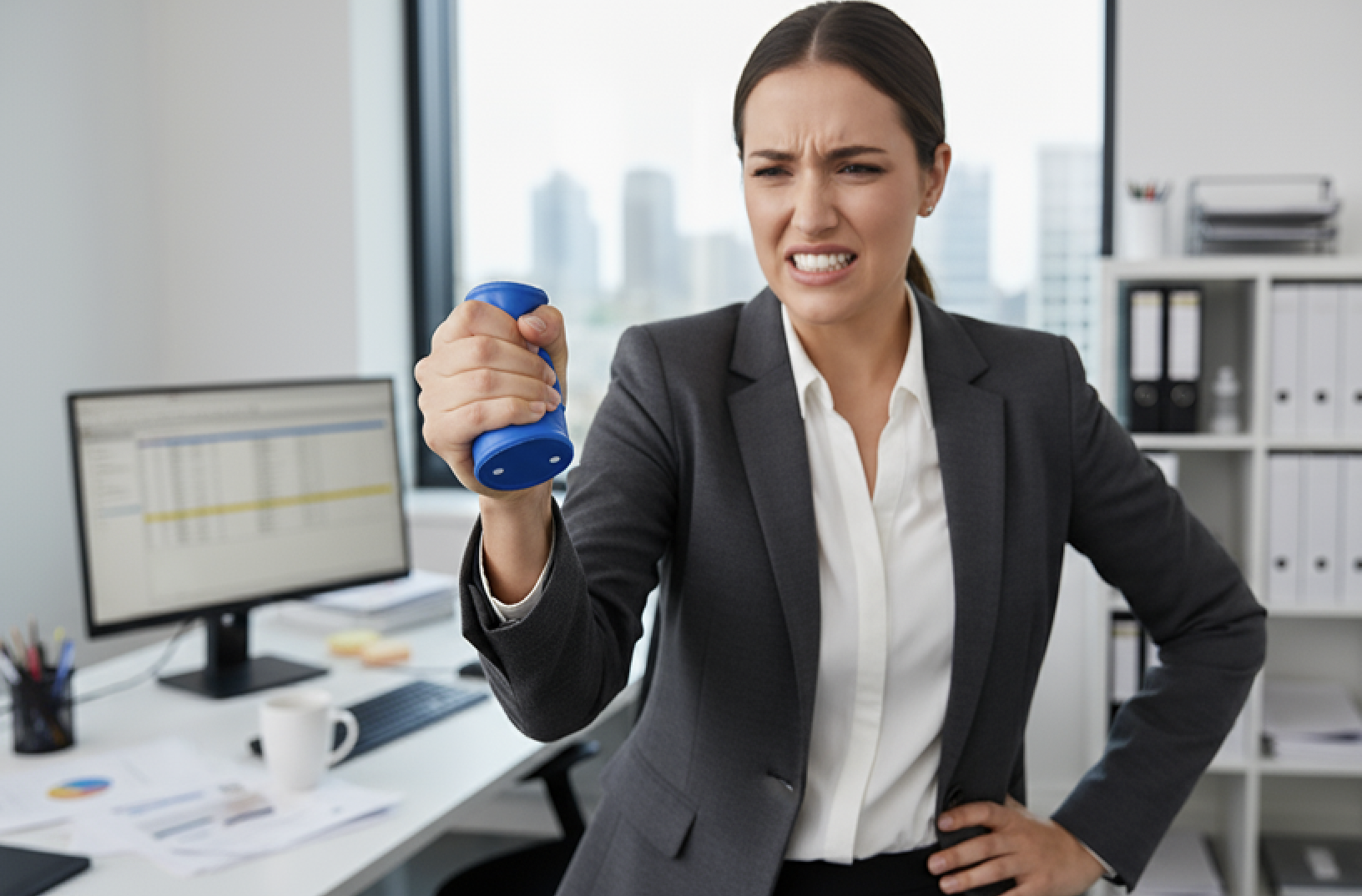 woman with squeeze ball
